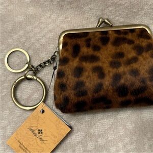 NWT PATRICIA NASH Leopard Calf Hair Borse Coin Purse